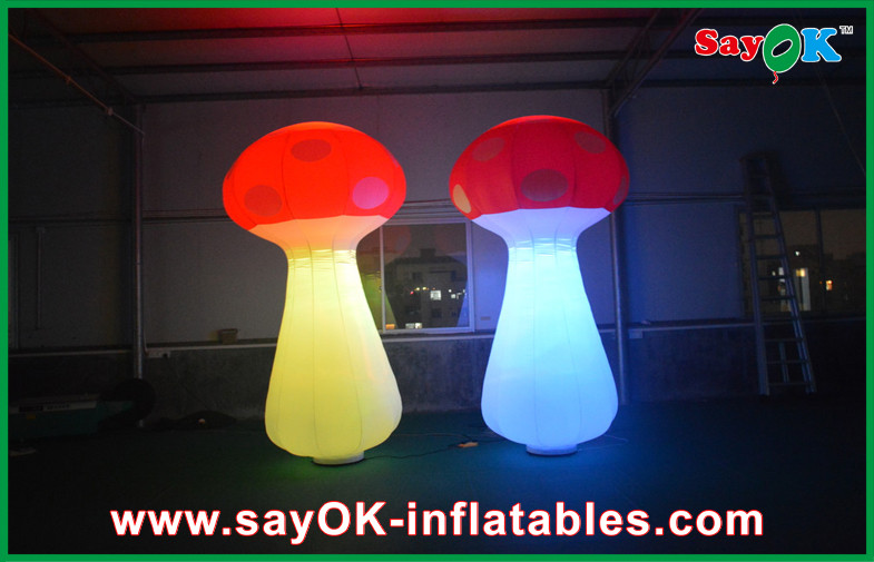 Red And White LED Light 2.5m Inflatable Mushroom For Music Festival