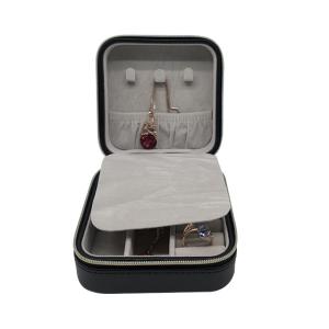 Quality Velvet Lining Zippered 9*9*5cm Pu Leather Jewelry Box wholesale