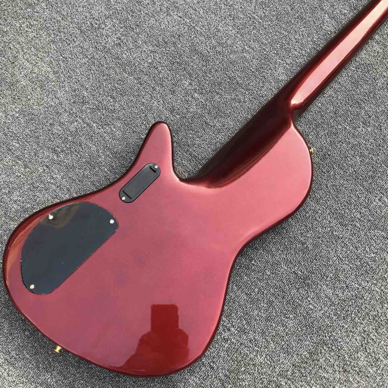 Metallic red Butterfly 5 strings Ash wood Bass Guitar,Factory custom Neck through body 9V active pickups Electric Bass