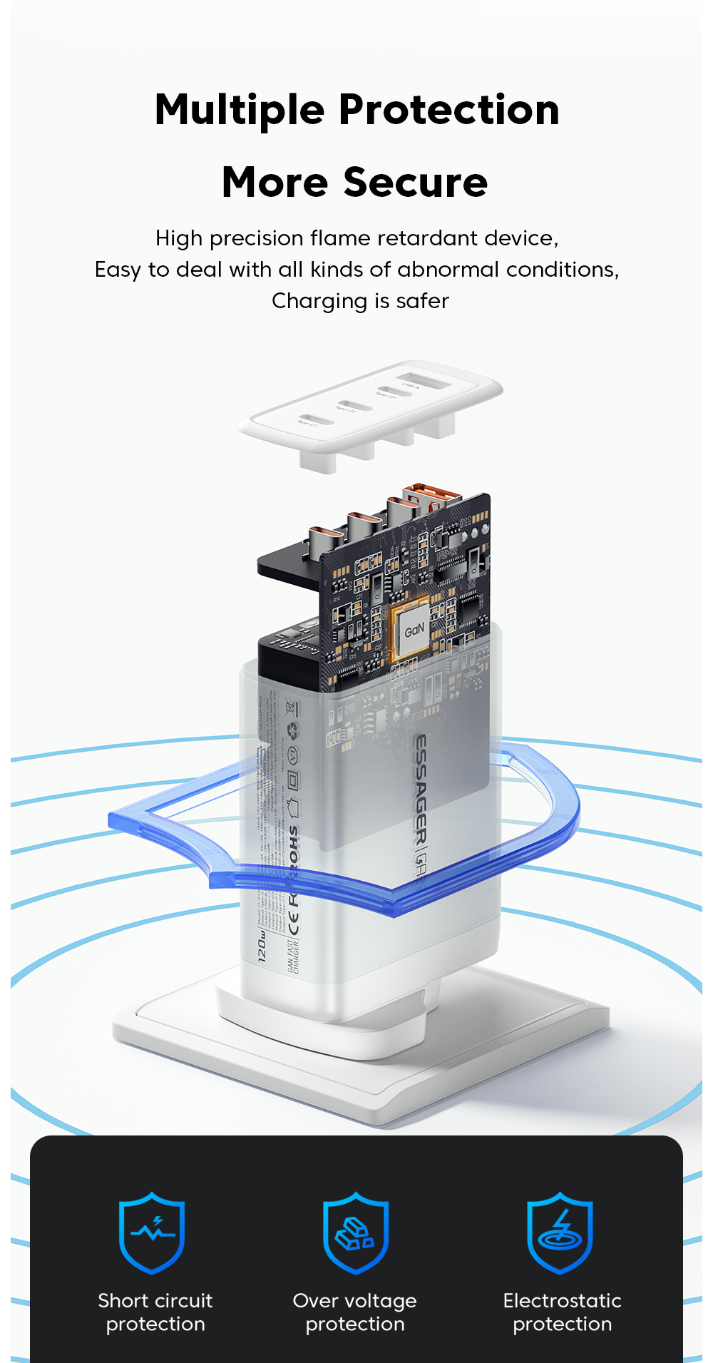 Essager 2023 Best New Product Phone Accessories Quick Charging 3C1A Portable Travel 120w Charger