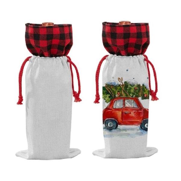 Customised Blank Linen Sublimation Wine Bottle Bag For Sublimation Photo