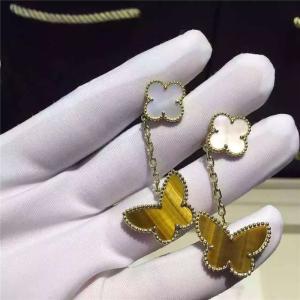 Quality Lucky Alhambra 18K Gold Earrings 2 Motifs White Mother Of Pearl With Butterfly Shape wholesale