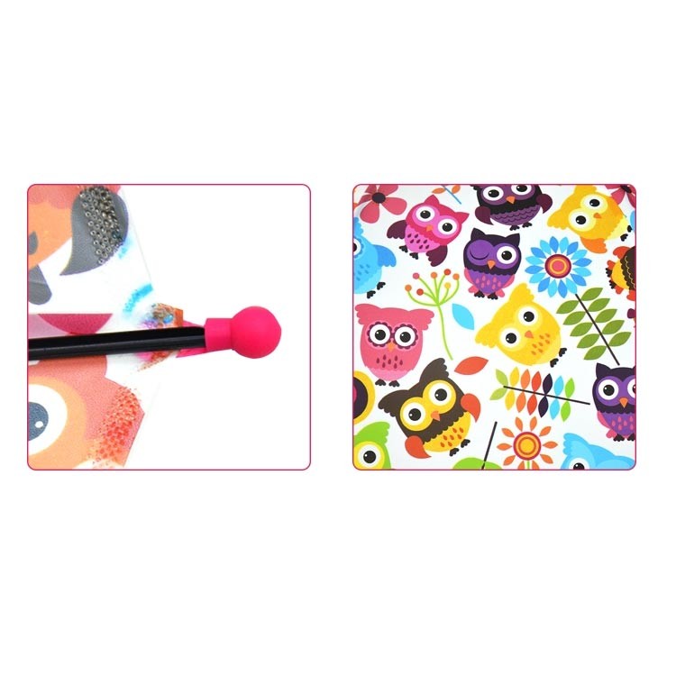 Owl Printing Fiberglass Frame Pongee Child Size Umbrella