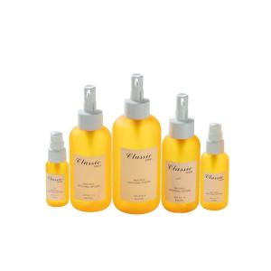 Quality 30/60/150/200/300ml Yellow Smooth Round-shouldered bottle with white pump for shampoo lotion bottle wholesale