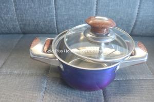 Quality Chinese rainbow color restaurant soup pot stainless steel double handle stock pot kitchen cooking saucepan wholesale