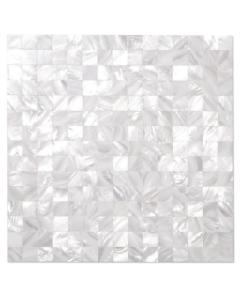 Quality White Seashell Backsplash 1x1 inch Interlocking Mosaic Tiles For Shower Room wholesale