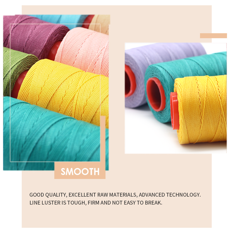 Rich Colors 210d Polyester Waxed Thread for Sewing Leather Cone material Plastic