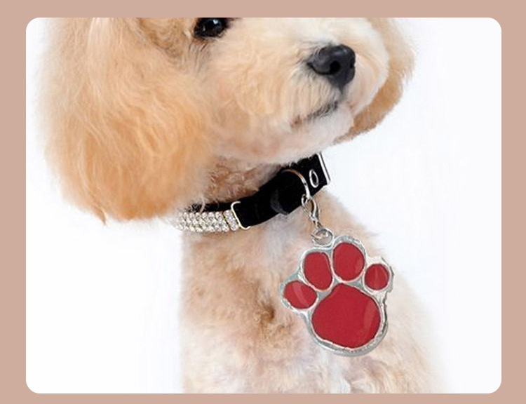 Paw Shape 25mm Dog Identification Tag Pendant Noiseless Dog Tags