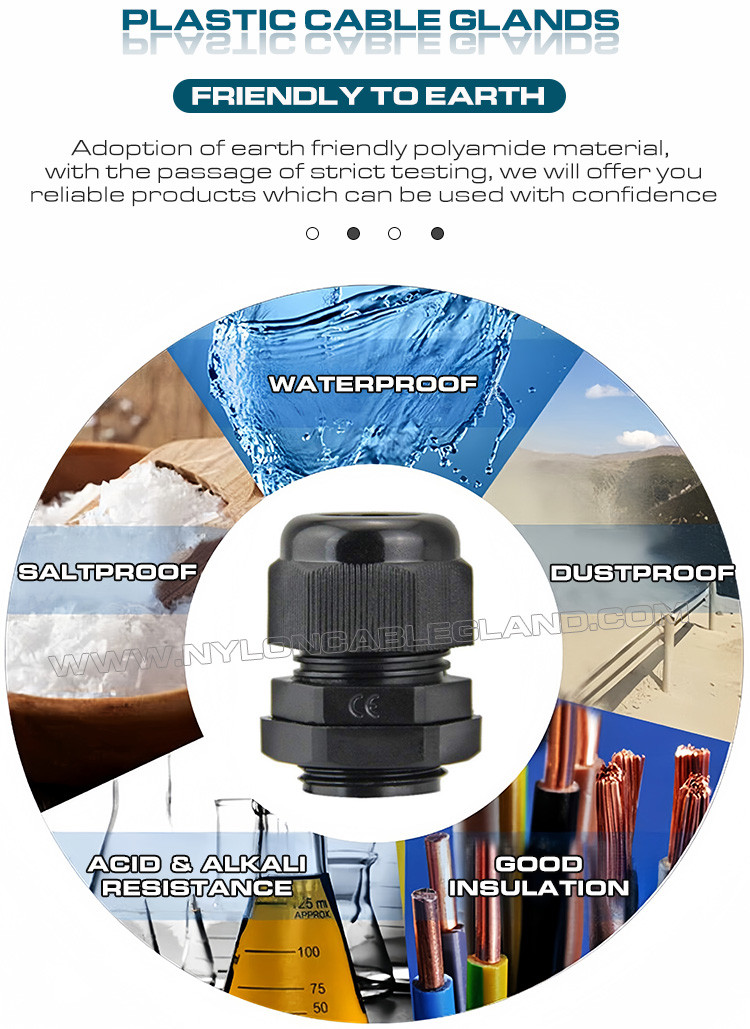 M20 Polyamide Metric Cable Gland, 20mm Adjustable Waterproof IP68 Plastic Cord Connector for 6-12mm Range Wire