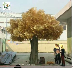 Quality UVG 18ft tall golden color silk leaves artificial big banyan tree for indoor family decoration GRE058 wholesale