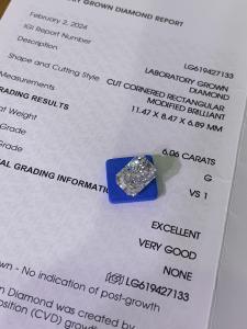 Quality 6.06ct Fancy Intense Blue Laboratory Grown Diamonds Radiant Brillant Cut wholesale