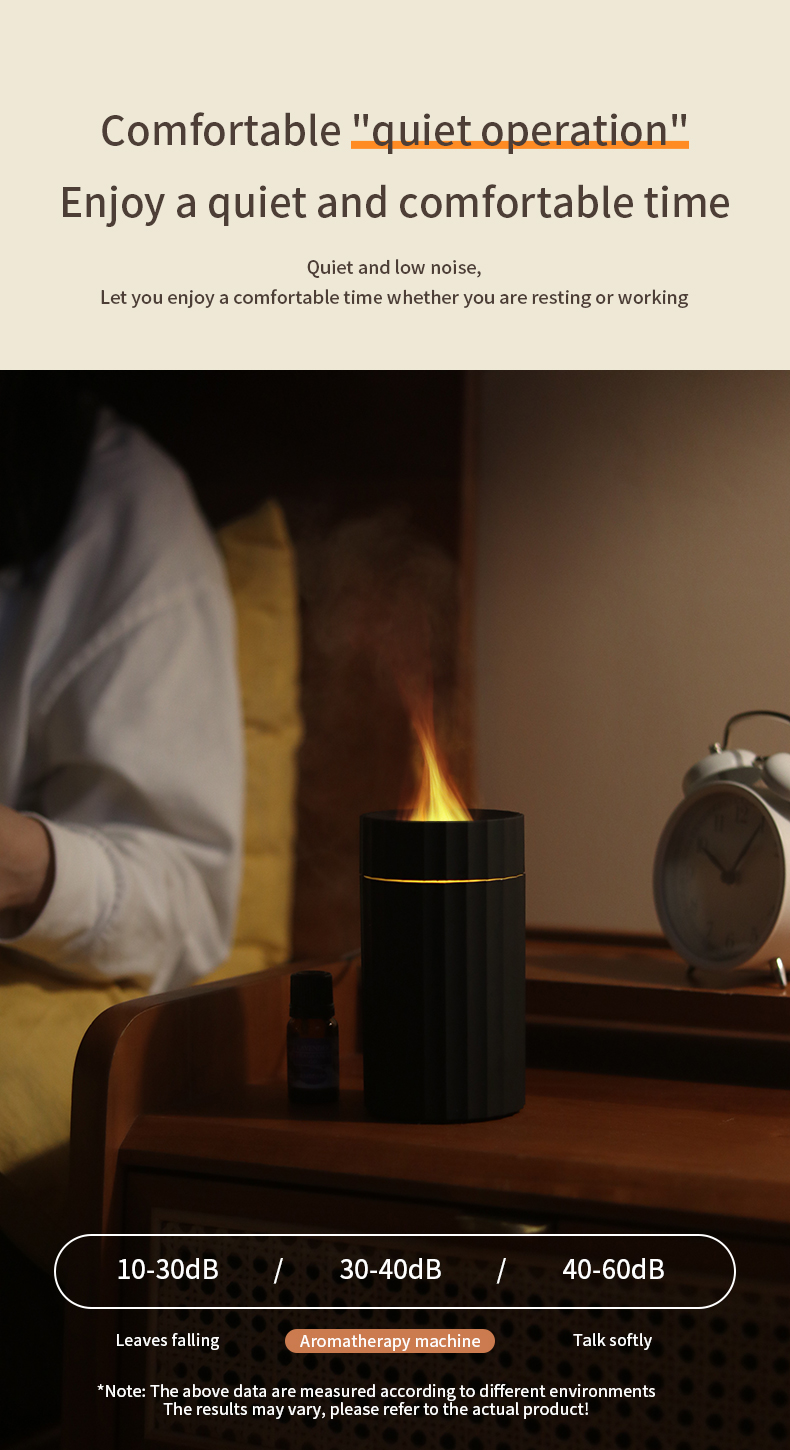 Type C 100ml Flame Humidifier Fire Aroma Diffuser With 7C LED Changing Light