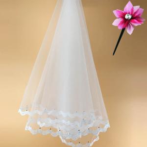 Quality Embroidery lace with bead Ivory/White Bridal Veil with Rhinstone Wedding Accessories wholesale