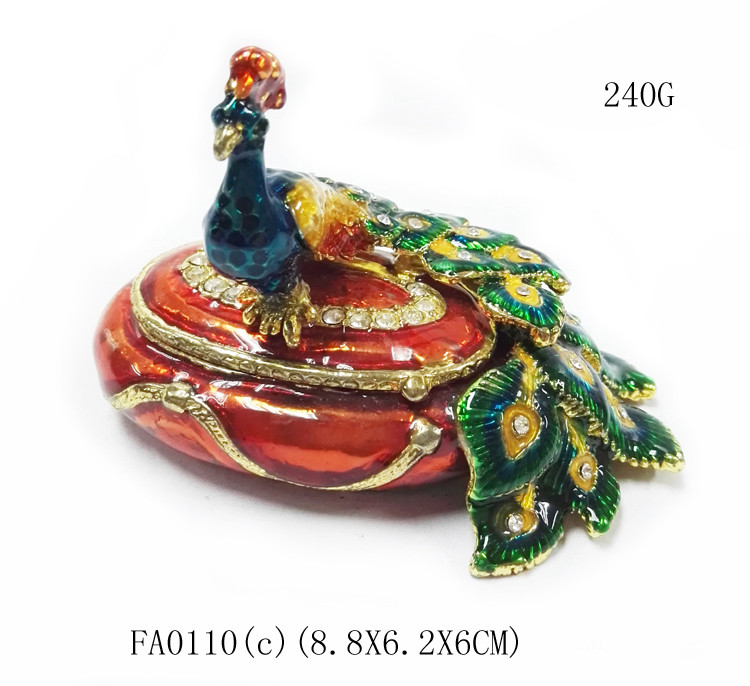 Fashion peacock shaped metal jewelry boxes peacock trinket box jewelry packing box