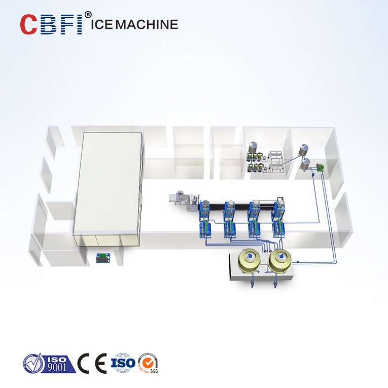 Stainless Steel 5000kg Daily Capacity Ice Tube Machine With 500kg Ice Bin