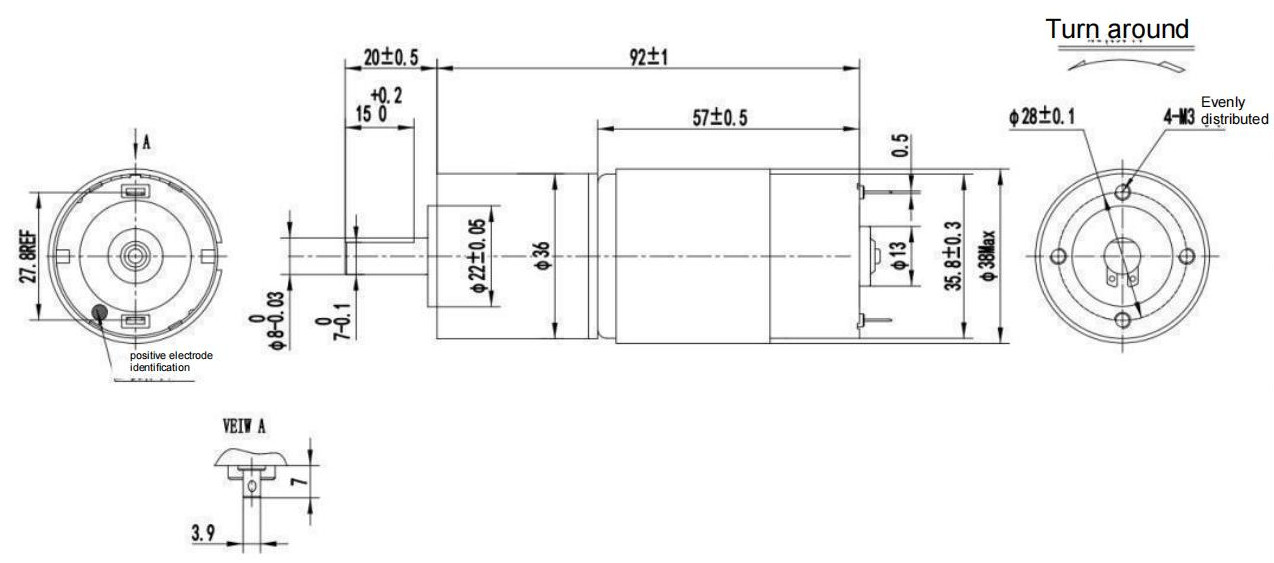 NEMA 14 240RPM 0.64NM 36MM Micro 24V Dc Brushed Motor With Gearbox
