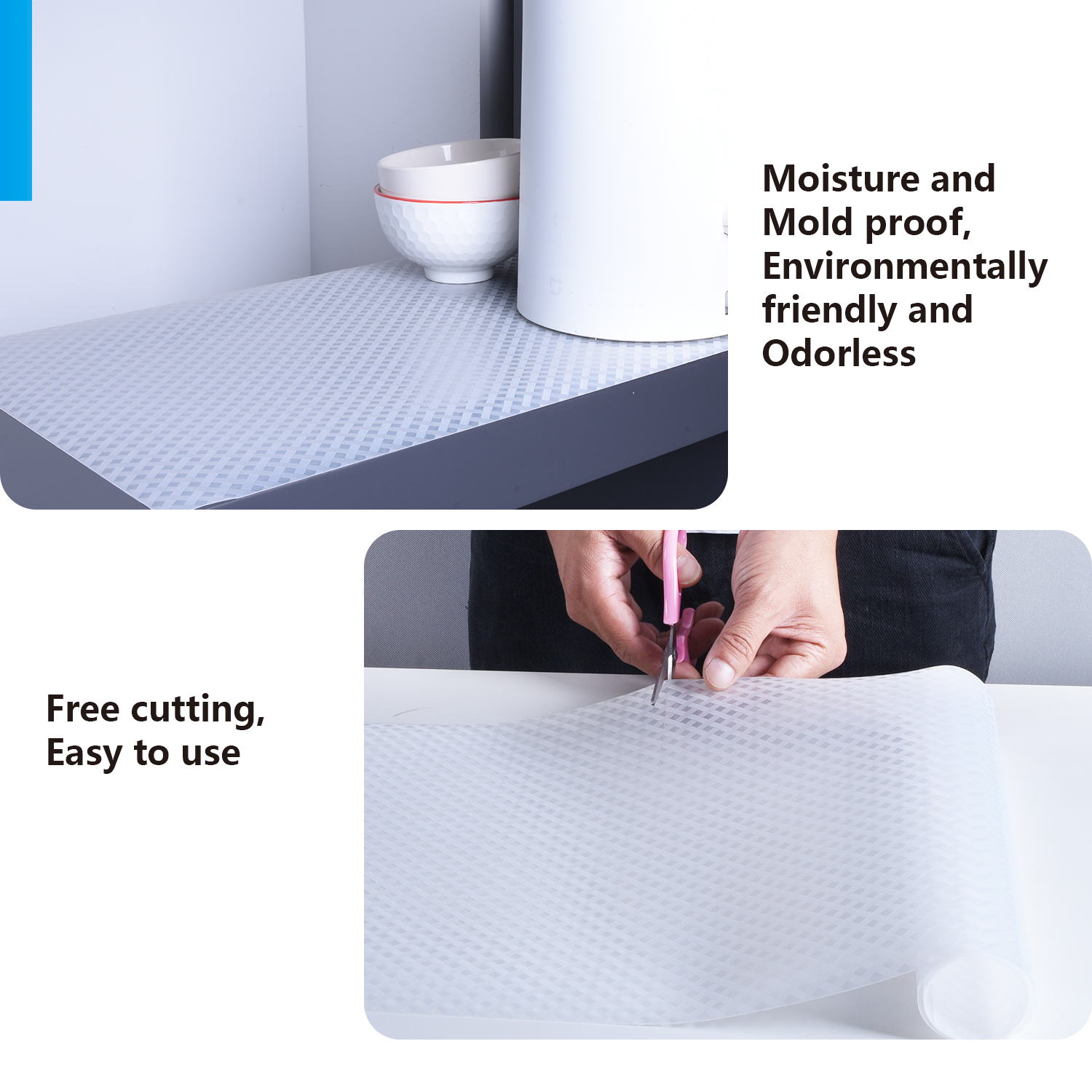 Transparent Anti-slip Shelf Liner for Bathroom Kitchen Cabinet Drawer and Refrigerator