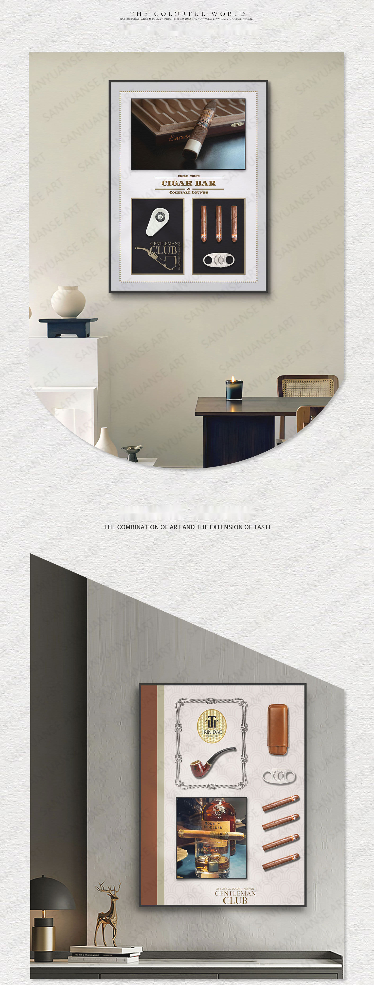 Modern 3D Artistic Cigar Painting Detailed Simulation Wall Murals for Interior