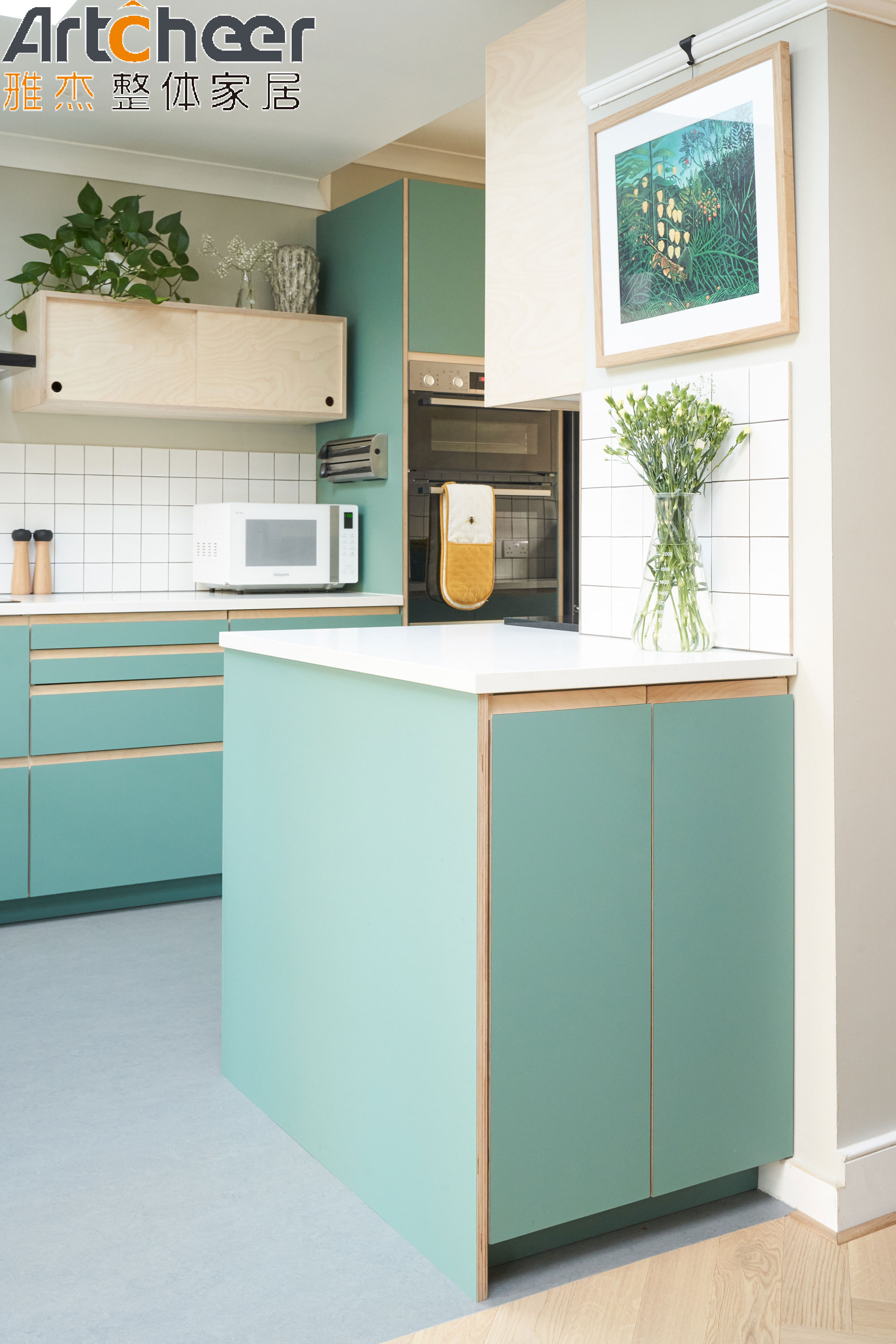 Kitchen Cabinets with Island Durable Lacquer Finish and E1 Material Grade Modern Design