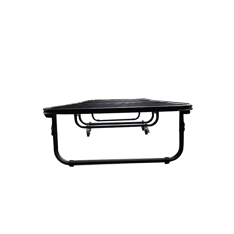 Easy Removal Black Hotel Single Bed Mattress Metal Foundation Folding Bed Frame With Wheels