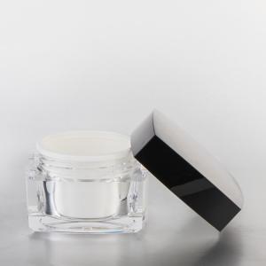 Quality 20g 30g 50g Square Acrylic Small Plastic Makeup Containers With Black Screw Lid wholesale