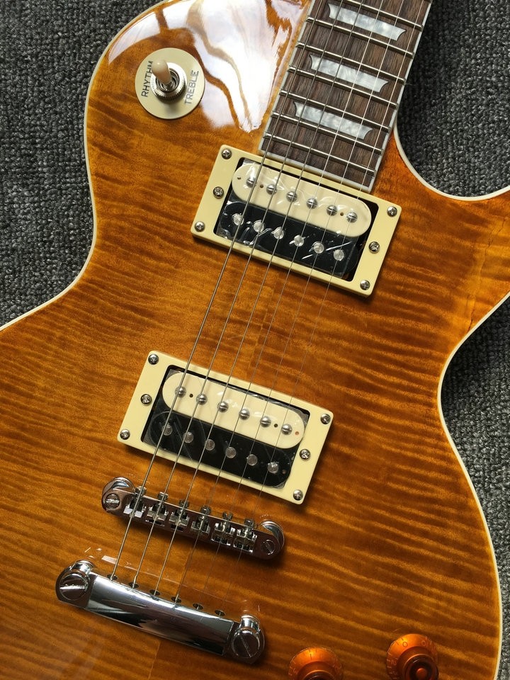 LP 1959 R9 Electric guitar Tiger Flame with Chrome hardware luxury finished way with Chrome hardware LP standard Electri
