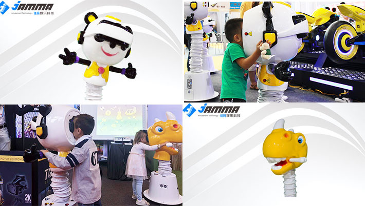 Panda Head Coin Operated Virtual Reality Cinema , Adjustable Height Kids VR Machine