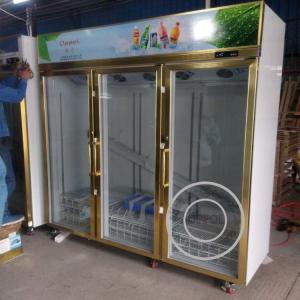 Quality OP-A408 Triple Glass Door Gold Color Luxurious Supermarket Glass Door Fridge wholesale