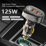 Type C Fast Charging Car Chargers Transparent 125W With Digital Display 2 USB