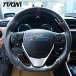 Automotive 350mm Perforated Leather Steering Wheel Toyota Corolla Real Carbon