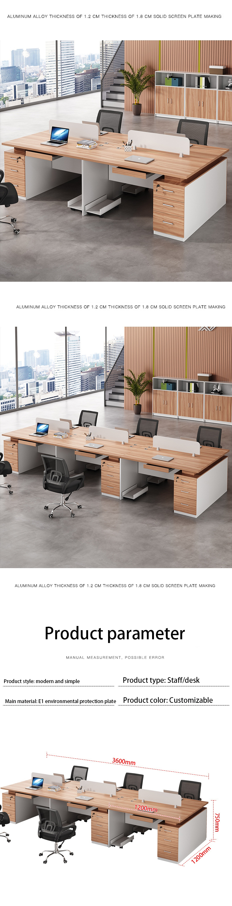 Desktop Computer Office Desk and Chair Combination for Simple Modern Writing Workstation
