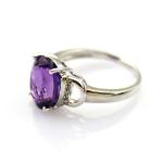 Fashion Jewelry 925 Silver 9mmx11mm Oval Amethyst Gemstone Ring with Cubic