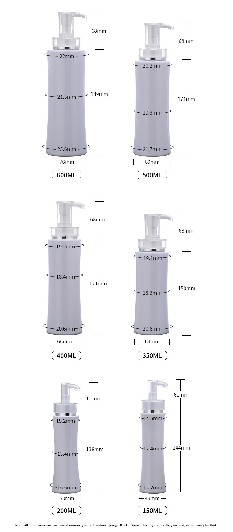 350ml 400ml 500ml OEM round shape plastic salon shampoo airless body pump packaging plastic bottles