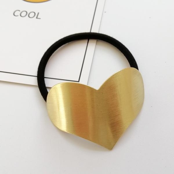 Gold Metal Heart Shaped Hair Tie For Baby Girl Curly Hair Scrunchie Women 6x4cm
