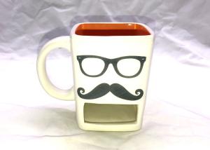 Quality Mustache Glasses 3D Ceramic Mug Cookie Dunk Mug For Drinking / Biscuit Pocket wholesale