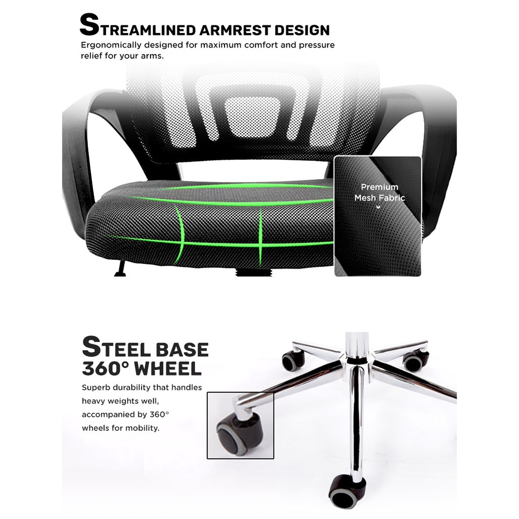 Staff Chair Black Bow Lift Mesh Swivel Office Chair for Comfort and Breathable Seating