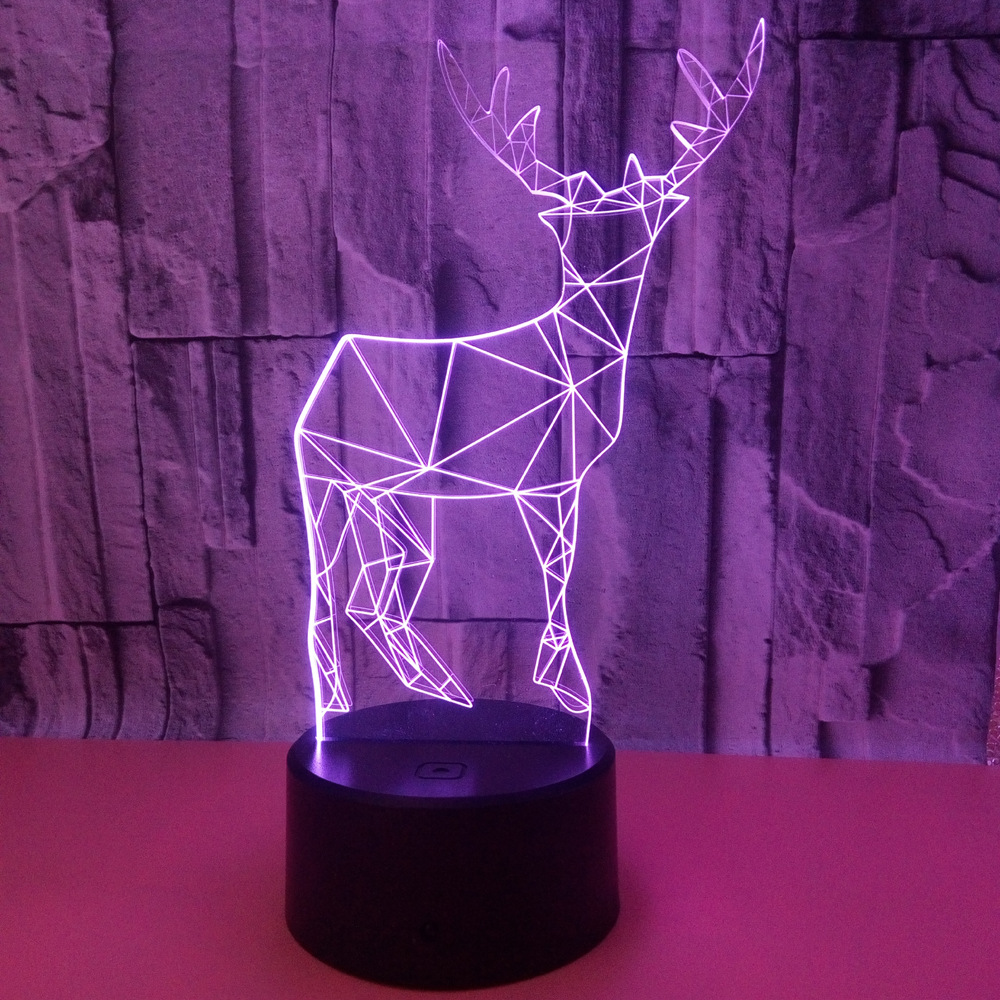 new 3d creative small table lamp deer 3D lights colorful touch LED visual lights gift atmosphere table lamp