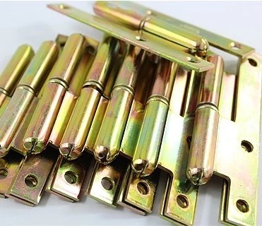 Yellow Zinc Plated MS 3.0mm H Style Hinges Flat Head Heavy Duty