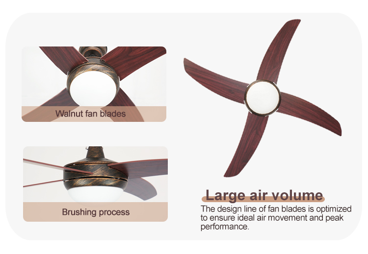 1stshine Natural Wind 4 MDF Blades LED Ceiling Fan with Light and Remote Modern Design
