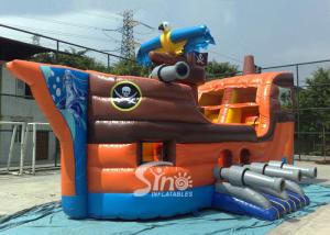 Quality Outdoor commercial kids party inflatable pirate ship with slide N basketball hoop inside made of best material wholesale