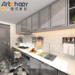 Modern Stylish Solid Wood Kitchen Cabinet with Laminated Bullnose Countertop