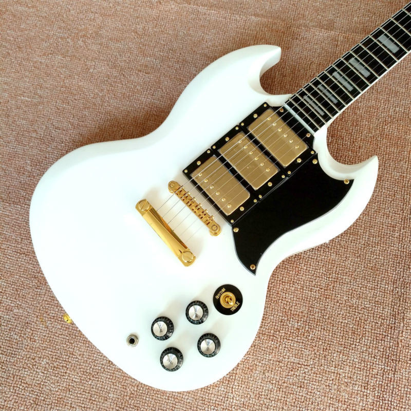 High quality SG electric guitar styles, ebony fingerboard, gold hardware, 3 pieces pickups electric guitar
