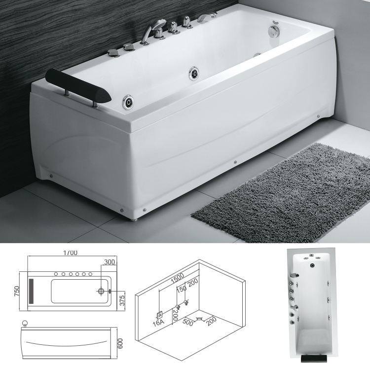 1700 X 700 Jacuzzi Massage Bathtub With Tv 1 Person Spa Hot Tub Swim Pool