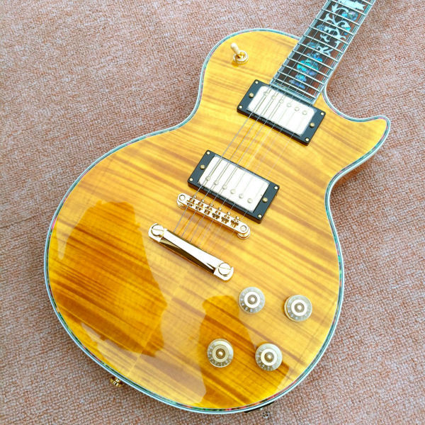 Custom LP electric guitar, Abalone Flower inlaid fingerboard electric guitar, maple top