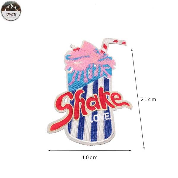 Shake Drinking Sequin Embroidery Patches Fashionable Any Color Available