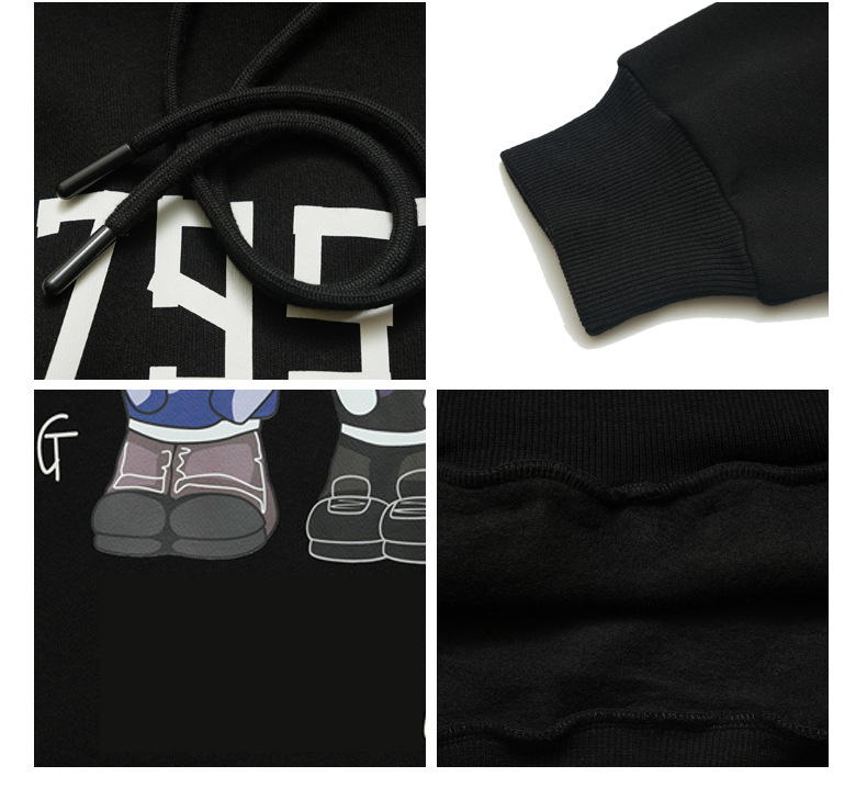 Customized Logo Printing 2024 Men's Plus Size Hoodies with Thick Fleece and Cartoon Print