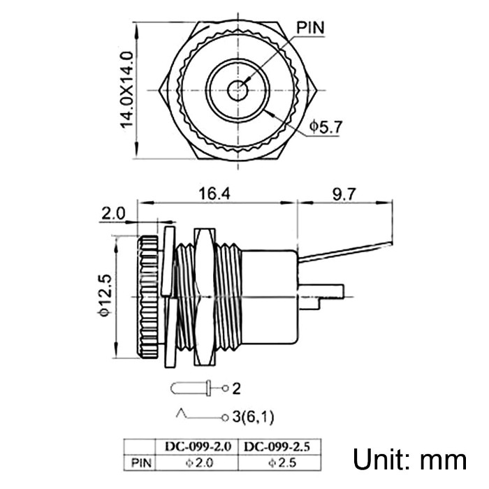 Dc099 5.5 Mm X 2.5mm Metal Waterproof 2A Dc Power Jack Connector