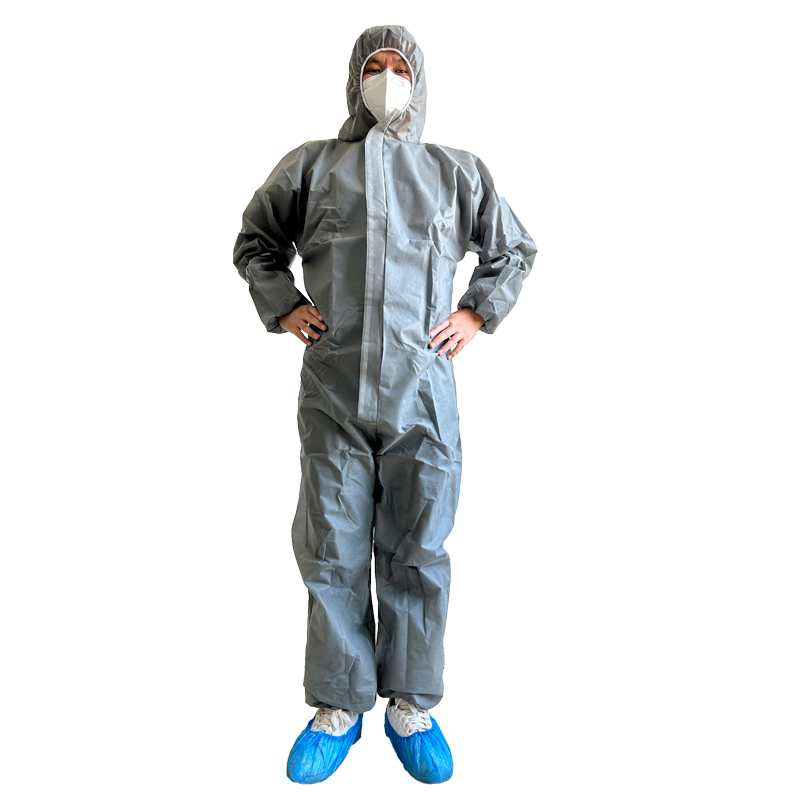 Pp Non Woven Construction Feeding Agriculture Disposable Coverall Breathable Grey Color