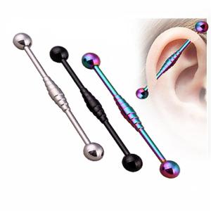 Quality Stainless steel multi spiral industrial barbell ear piercing body jewelry wholesale