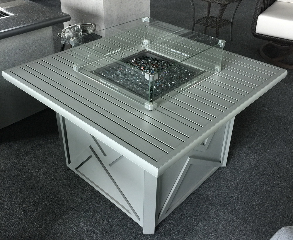 Outdoor 38 Inch Square Aluminum Natural gas Fire Pit Table 40000BTU